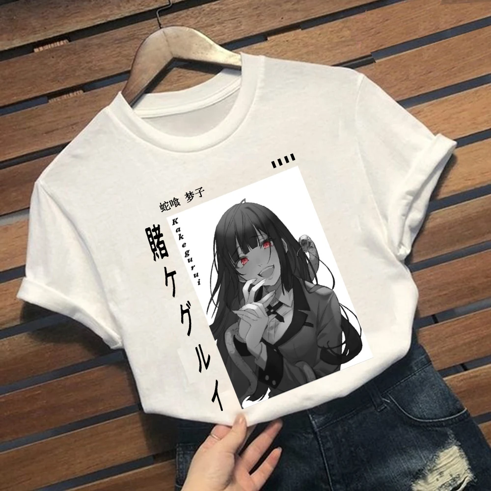 Vyrų, Moterų, T-marškinėliai, Topai Kakegurui Marškinėlius Yumeko Jabami T-shirt Įgulos Kaklo Įrengtas Minkštas Anime, Manga Tee Marškinėliai