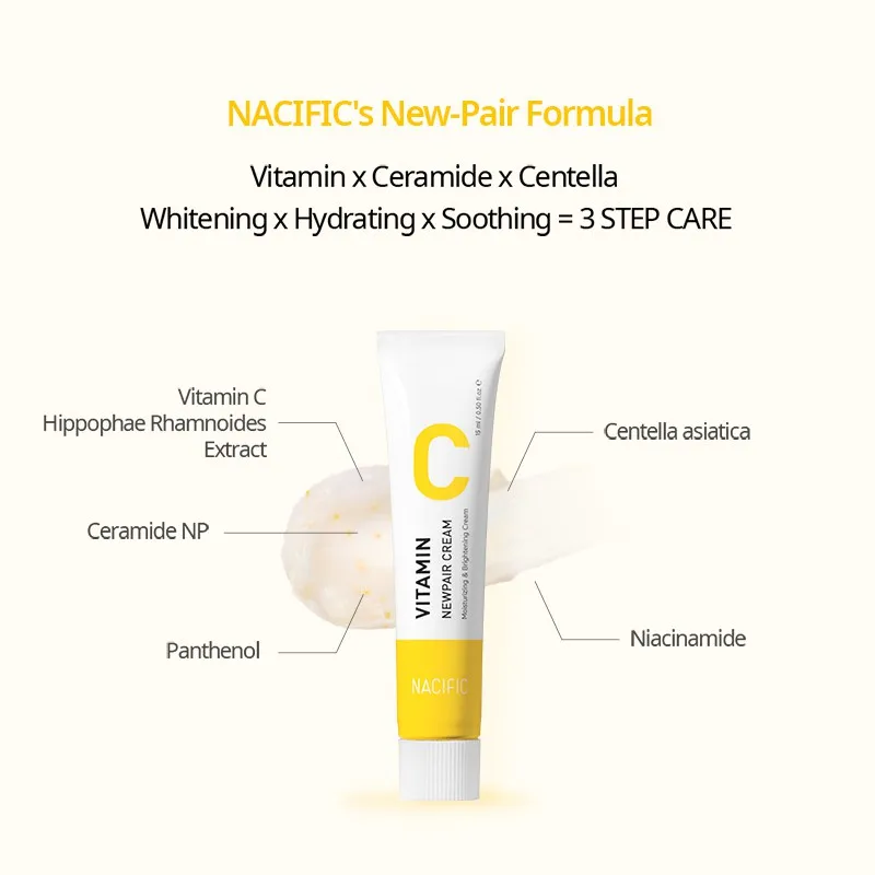 Vitaminas C Newpair Kremas - Nacific, spręsti nuobodu odos problema, balinimo raminantis kremas, Balina odą kosmetikos Korėja