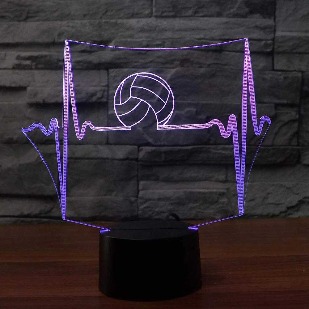 Kūrybos Tinklinio Modelio 3D Naktį Šviesa 7 Spalva Keičiasi Remote Touch Perjungti USB LED Stalo Lempa Vaikams Žaislas Dovanos