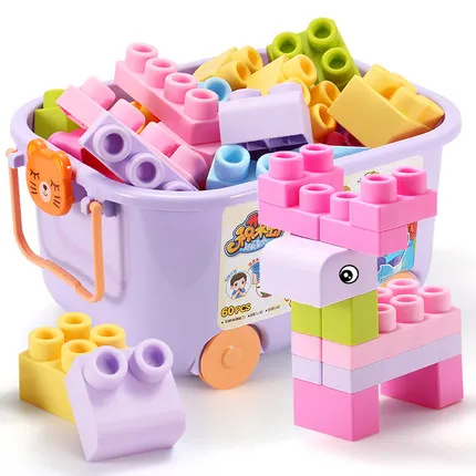 Pakuotėje vaikų Žaislų 3D Minkšti Plastikiniai Pastato Blokus Suderinama Paliesti Ranka Teethers Blokų 