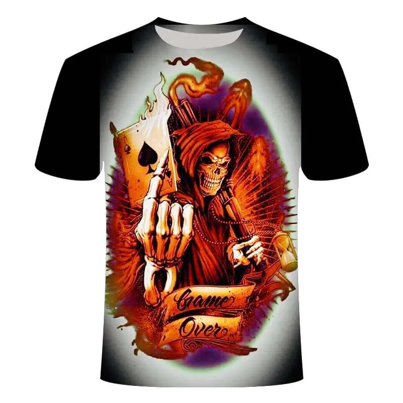 2020Skull marškinėliai Vyrams Skeletas T-shirt Punk Roko Marškinėlius Ginklą T shirts 3d Print T-shirt, Derliaus Gotikos Mens Drabužių Vasaros viršūnes