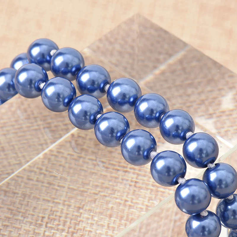 Karoliai jewely Tamsiai Mėlyna 8mm Dydžio Ilgą Perlų 36inch 