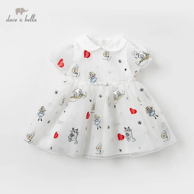 DB12984 dave bella vasaros baby girl mielas lankas siuvinėjimo lanką suknelė vaikų šalis mados suknelė vaikams kūdikiams lolita drabužiai
