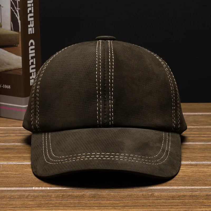 Aorice vyrų originali odinė beisbolo kepurė hat moterų reguliuojamas sporto kepurės skrybėlės HL004
