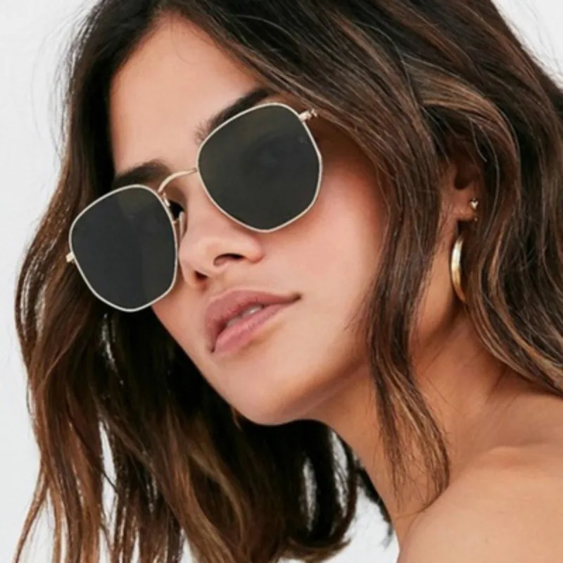2019 Mados Akiniai nuo saulės Moterims Prekės ženklo Dizaineris Mažas Rėmo Daugiakampio skaidraus Lęšio Sunglasse Unisex Akiniai gafas oculos de sol UV400