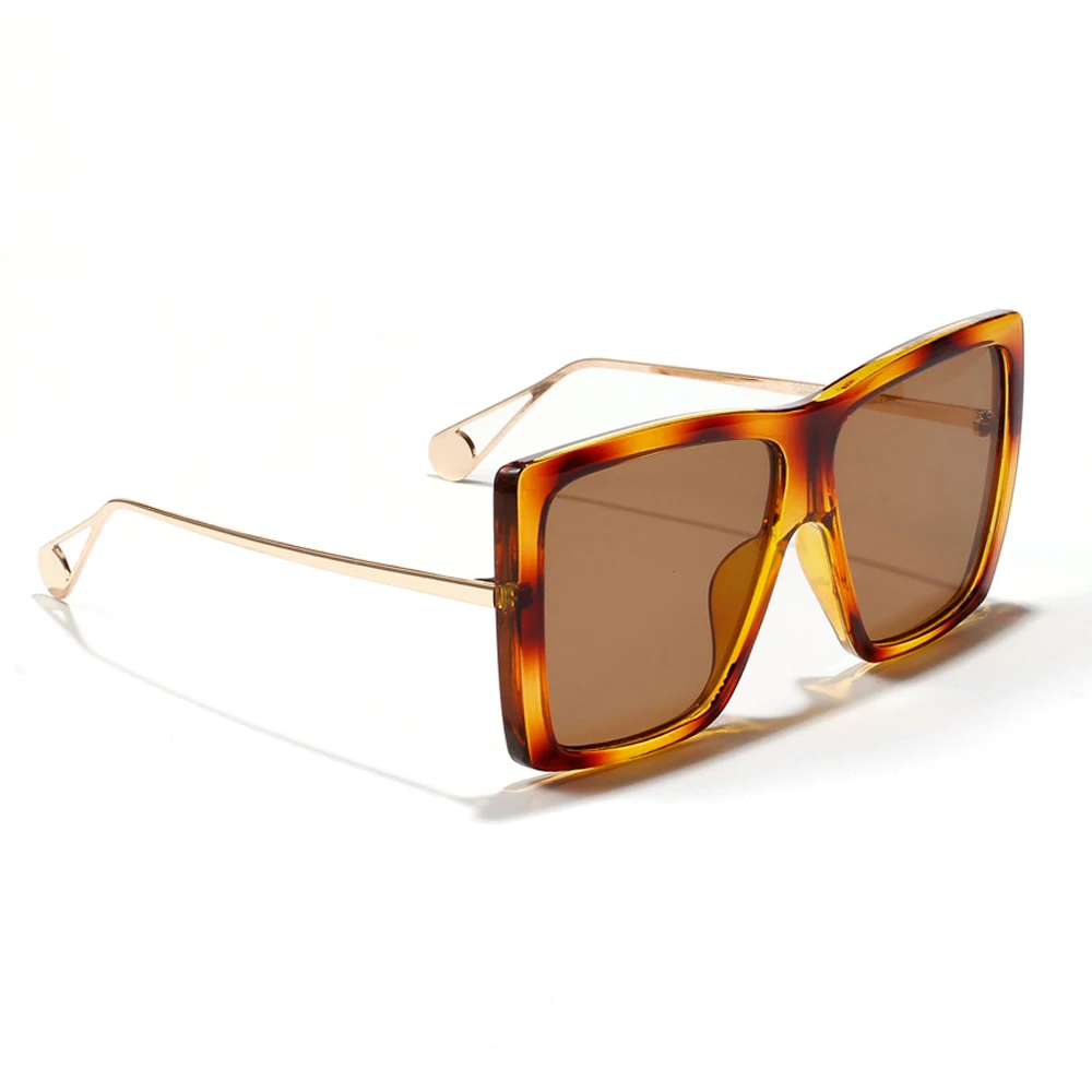 Peekaboo didelis rėmo akiniai nuo saulės moterims aikštėje leopard ruda vasarą priedai šviesą negabaritinių saulės akiniai moterų, vyrų uv400