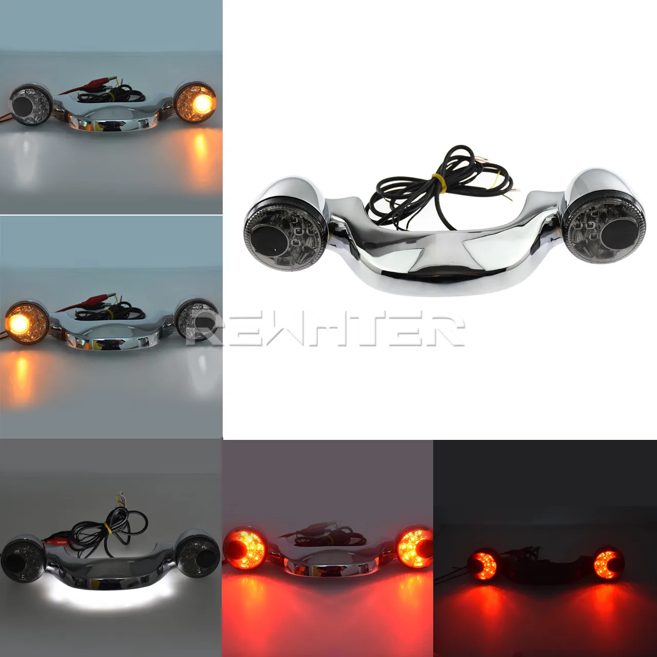 Motociklo LED Galiniai Posūkio Signalo, Stabdžių Šviesos, Baras, Dūmų/Gintaro Objektyvas Black/Chrome užpakalinis žibintas Lempa Harley Touring10-19 Kelių Karalius