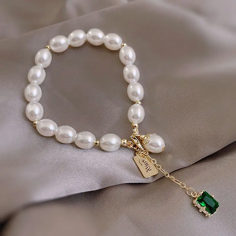 2020 naujas paprasta žalia perlų aikštėje krištolo apyrankė klasikinis korėjos moterų papuošalų mados studentas, seksuali moteris Apyrankė