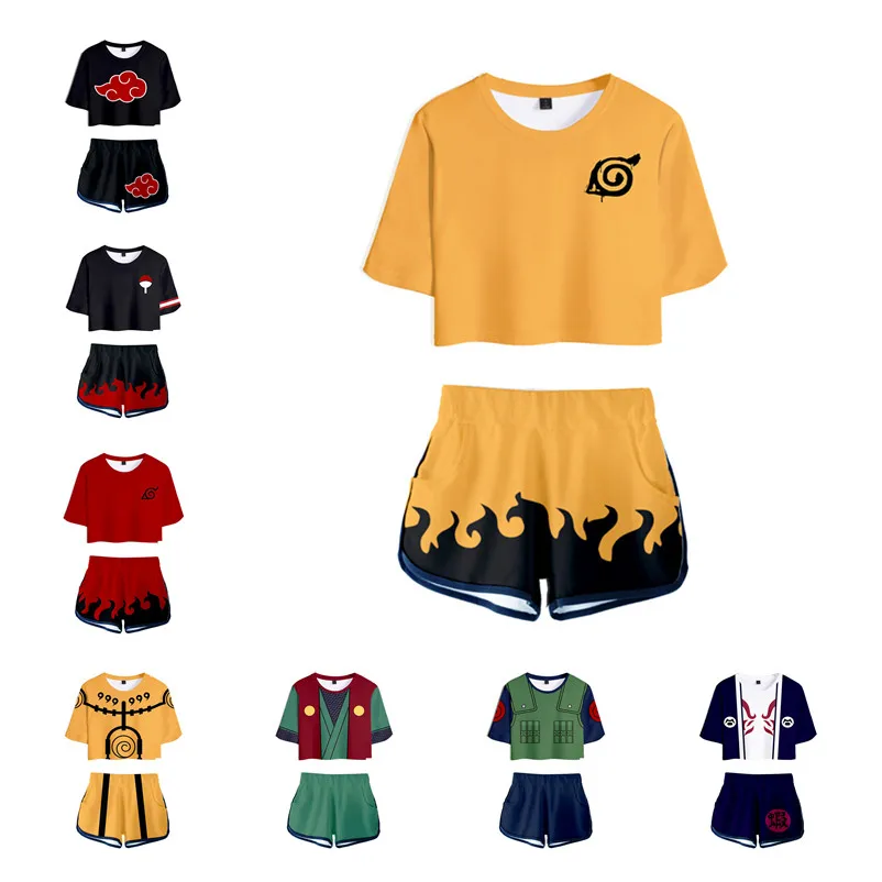 Anime NARUTO Uchiha Itachi Cosplay Kostiumai, Konaha Sasuke Kakashi Vaikų Suaugusiųjų marškinėliai Tee Šortai Palaidinukė Kostiumas Sportswear Naujas