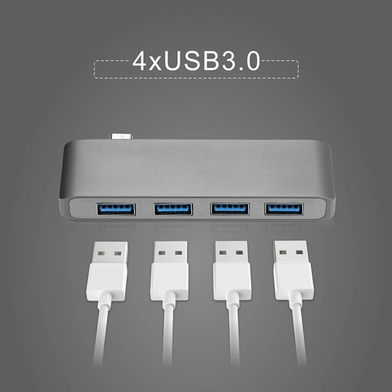 Usb3.0 Hub Tipo C Iki 4 Port 5Gbps Usb-C Hub Adapteris Usb 3.0 Nešiojamas Reikmenys, Kompiuterių