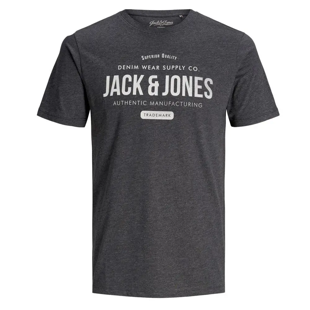Jack & Jones vyrai T-Shirt JJEJEANS SS TEE ĮGULOS KAKLO 20/21 trumpas rankovės Marškinėliai Tamsiai pilkos spalvos, Slim fit