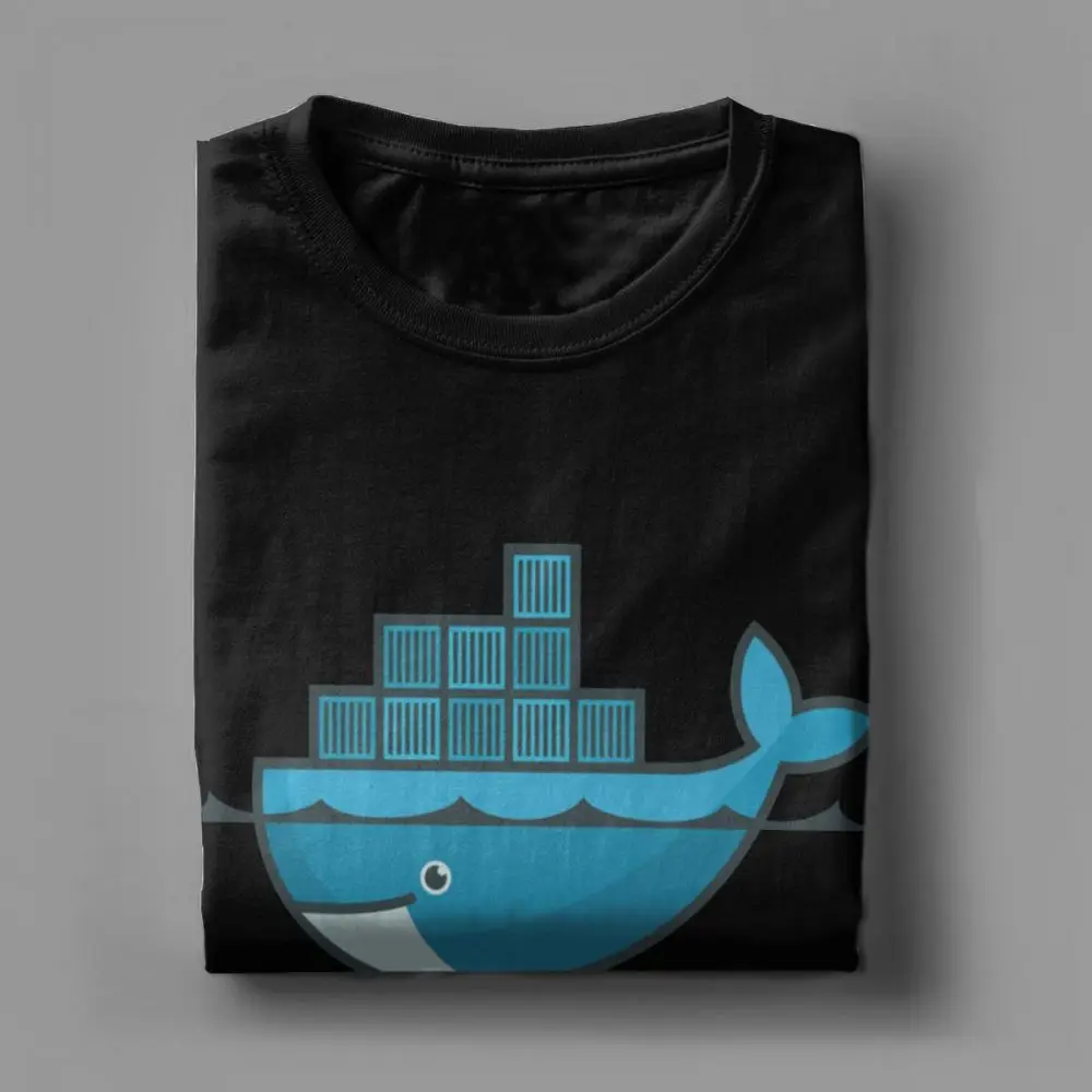 Geek Vyrų T-Shirt Docker Logotipą, T Marškiniai Linux 