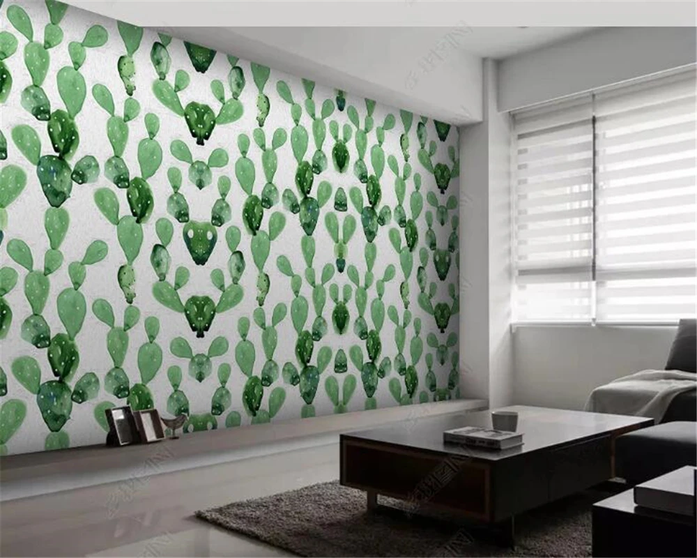 Beibehang Užsakymą tapetai namų puošybai fone sienų dažymas rankomis dažyti tropinių augalų kaktusas fone 3d tapetai