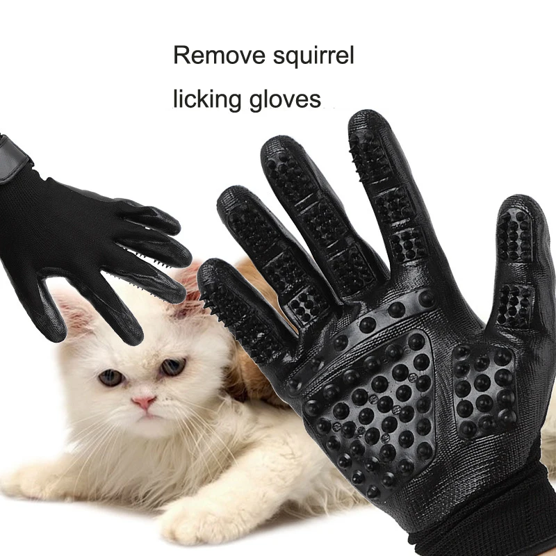 Naminių gyvūnėlių priežiūros, plaukų pirštines Dvi rankas ant kačių pirštinės naminių reikmenys katė pašalina plaukų