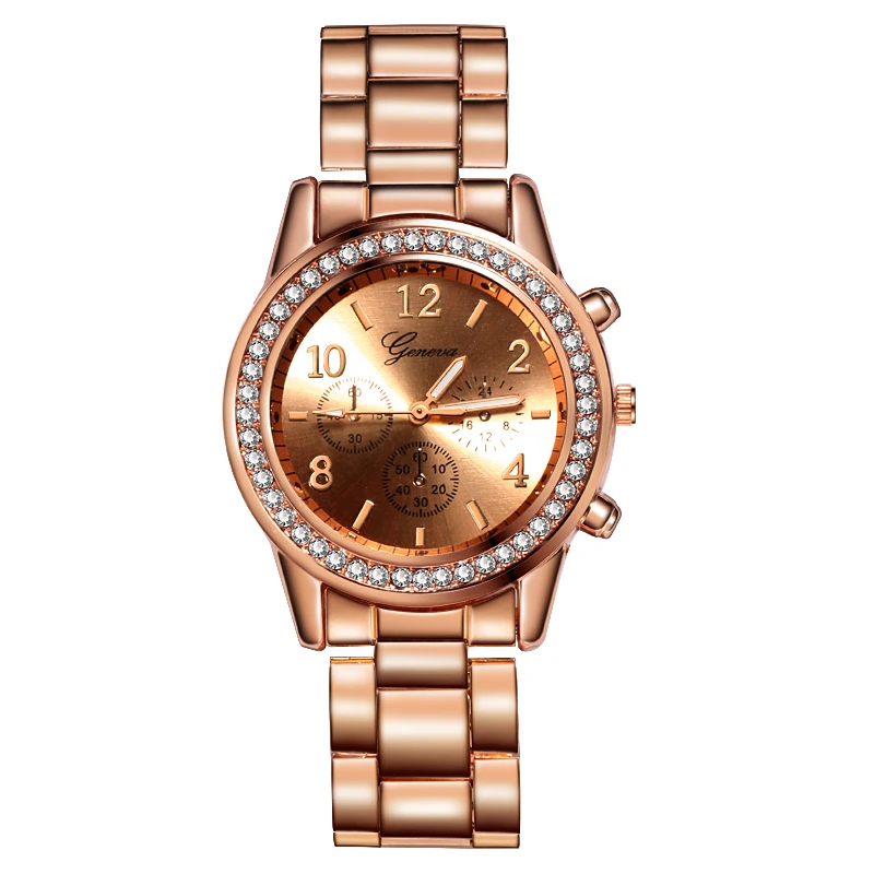 2020 Mados Moteriški Laikrodžiai Ženevos Rose Gold Metalo, Plieno Juosta Kvarciniai Laikrodžiai Prabanga Moterų Suknelė Laikrodžiai Moterų Laikrodis