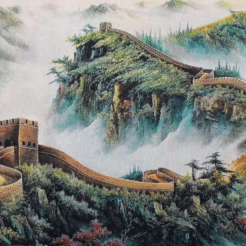 160x60cm/ Kinų šilko siuvinėjimo peizažas - Kinijos Didžiojo Sienos