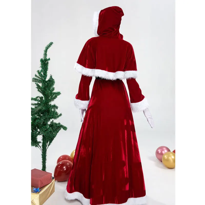 Kalėdų Ponia Santa Claus Cosplay Kostiumai Suaugusiems Kostiumai Fancy Dress Kalėdos Raudona Skara Moterų Žiemos Helovinas Šalis Drabužiai