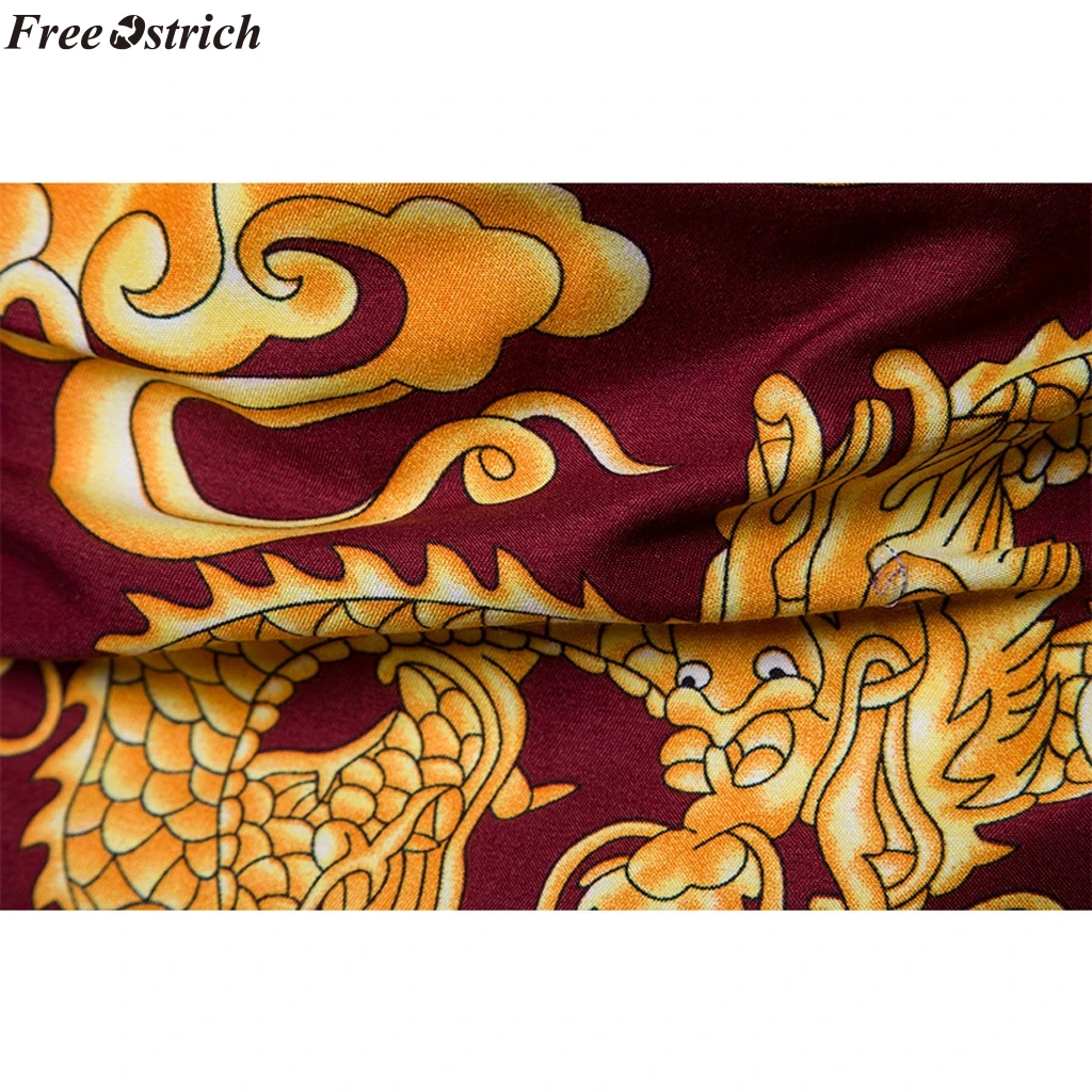 NEMOKAMAI STRUČIŲ 2019 naujų pavasario ir vasaros vyriškų atsitiktinis aukso drakonas spausdinti apykaklės mygtuką ilgomis rankovėmis marškinėliai, aukštos kokybės