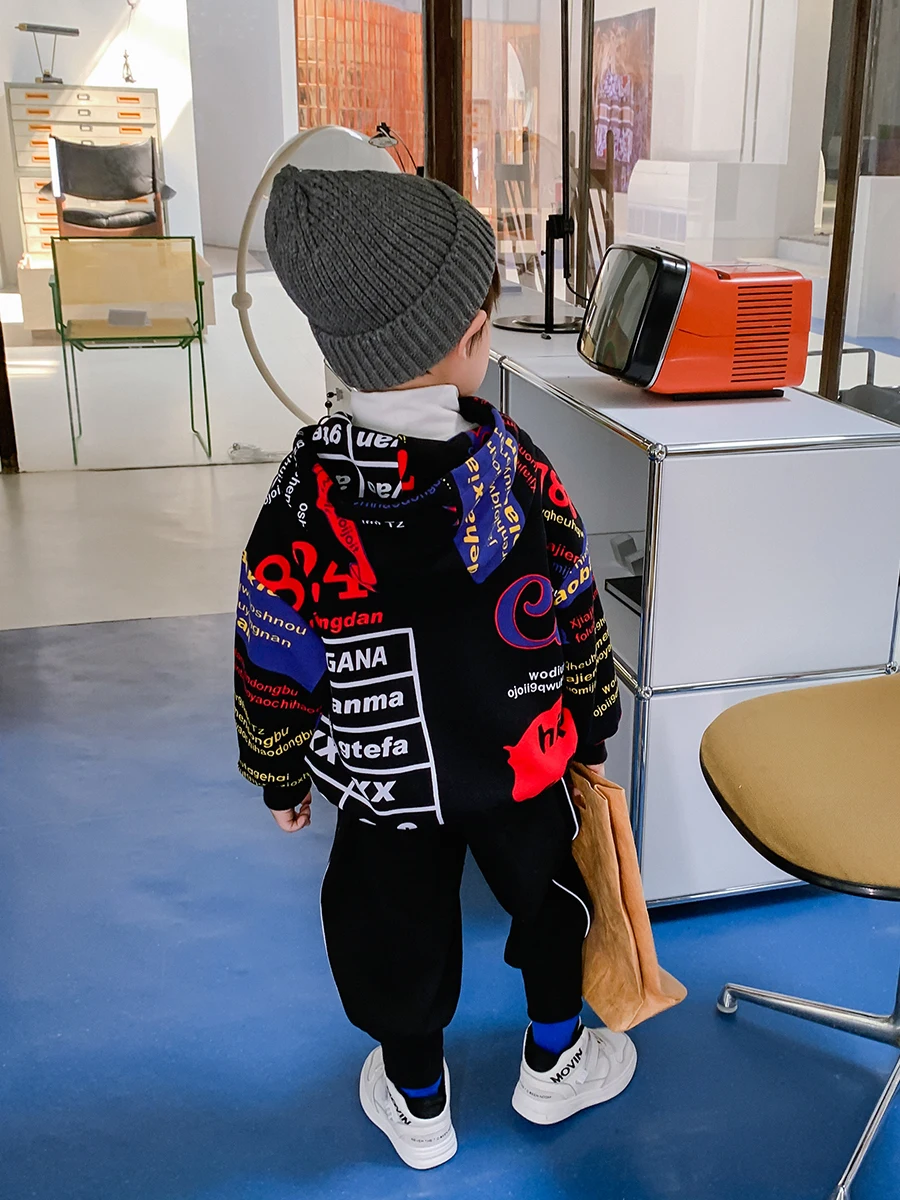 Berniukų Vilnos Pamušalu Paminkštintas Šiltas Išlaikyti Mados Prekės ženklo Megztinis 2020 Naujas Žiemos korėjos Stiliaus Viduryje Didelis Vaikų Žiemos Drabužiai