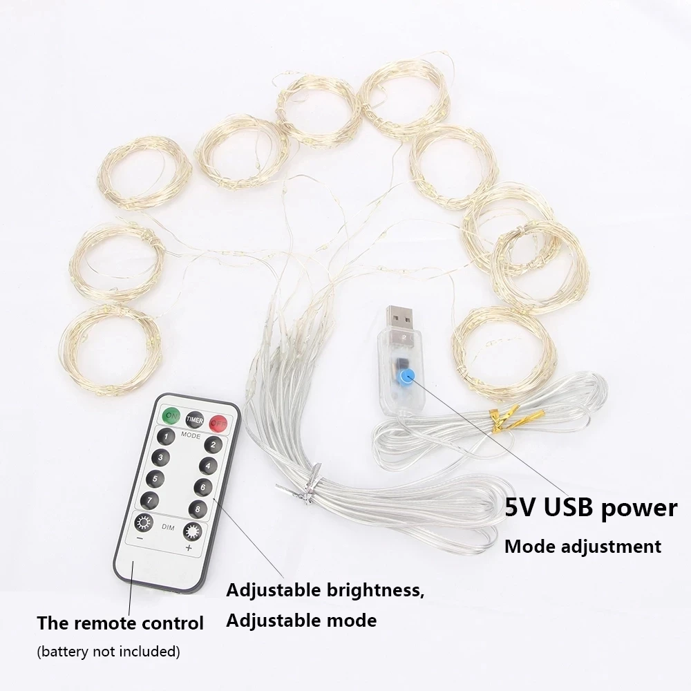 3M LED Užuolaidų Girlianda ant Lango USB String Žibintai Pasakų Girlianda Nuotolinio Valdymo naujieji Metai, Kalėdiniai Papuošalai, Namų Kambarys