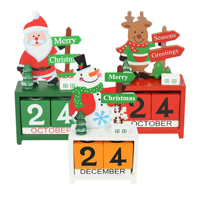 13cm Countdown Kalėdų Mediniai Advento Kalendorius Santa Claus Sniego Briedžių Kalėdos Namų Papuošalas Apdailos Naujųjų Metų 2021