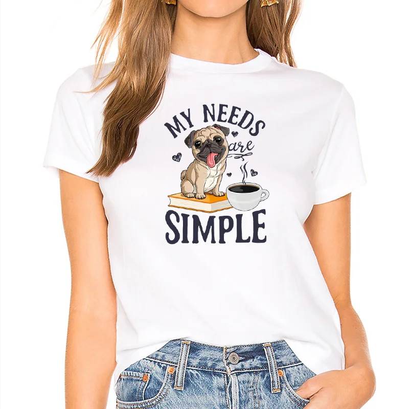 Man Nereikia Terapija man Reikia Tik Mano Pug marškinėliai Moterims Topai 2020 Metų Vasaros Mielas Pug Šuo Grafinis Tee Gyvūnų Spausdinti Kawaii Drabužiai