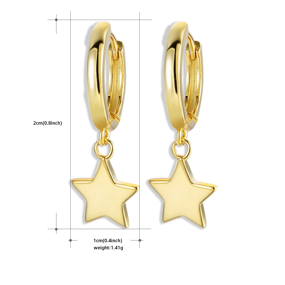 Korėjos 925 Sterling Silver Star Tabaluoti Auskarai Aukso Spalvos Moteriška Paprastas Apvalus Ratas Auskarai Papuošalai 2020 Naujas Bijoux