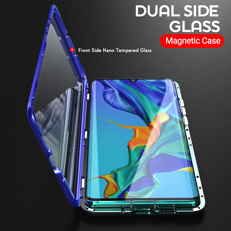 Dwustronne szkło hartowane magnetas dla Samsung S20 Ultra S8 S9 S10 Plius Note9 10 A10 A30 A50 A71 360 pełna ochrona odwróć pokrywa