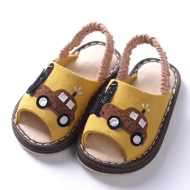Vaikams kūdikių šlepetės vaikams sandalai neslidus namų patalpų vaikams, batai animacinių filmų elastinga namų sandalai kūdikių audinys batai