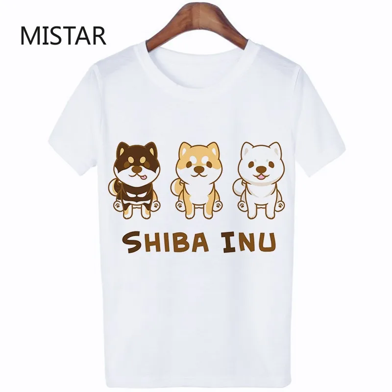 Moterų Drabužiai 2020 Metų Vasaros Marškinėliai Harajuku Kawaii Shiba Inu Šuo Laiškas Juokingas Animacinių filmų T-shirt Mados Spausdinti Baltos Viršūnės marškinėliai