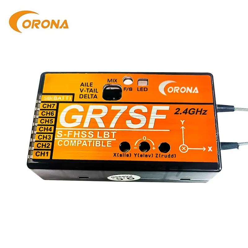 CORONA GR7SF 2.4 GHz, S-FHSS imtuvas Suderinamas su FUTABA S-FHSS, tokių kaip T6J T8J T10T T14SG