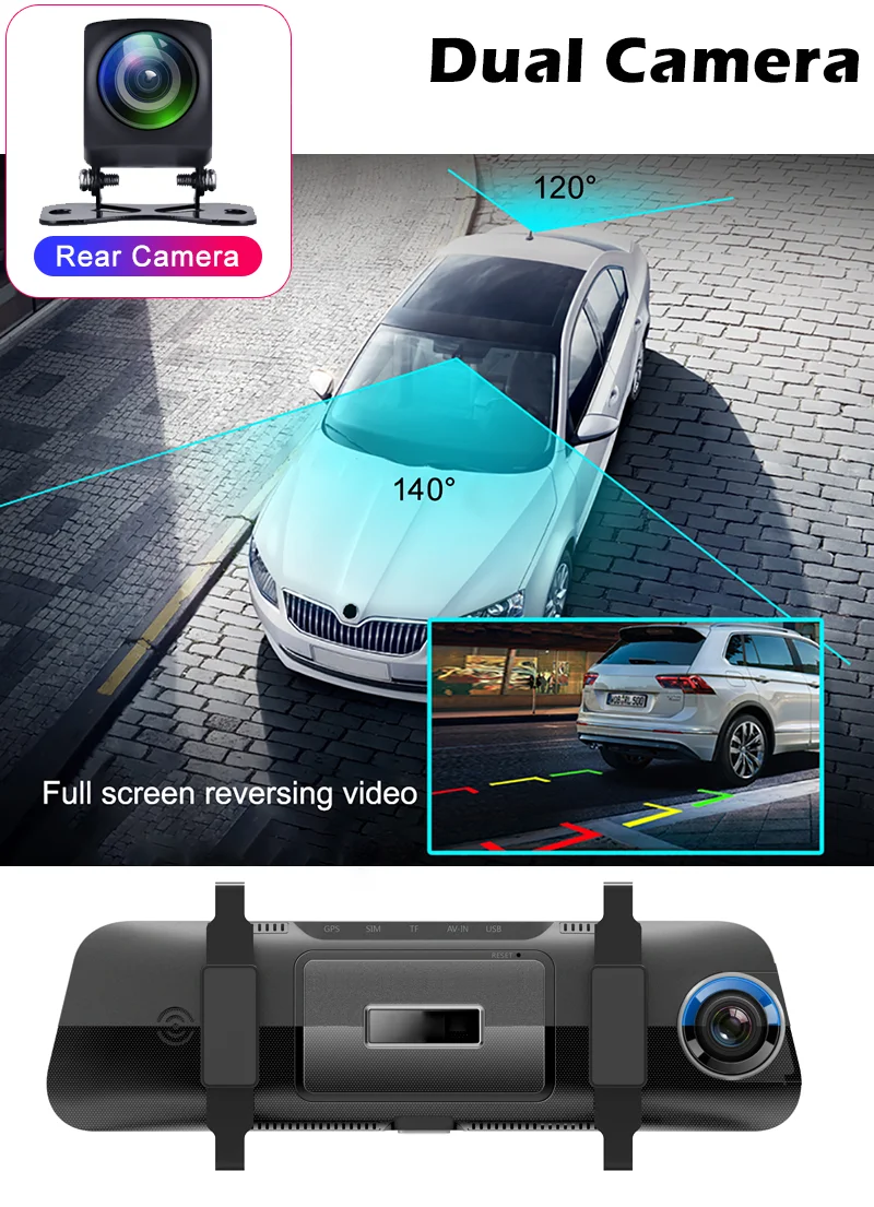 Bluavido Dual 1080P Automobilių Veidrodėliai DVR Kamera su Radaro Parktronic Sistema, 10 colių Auto vaizdo įrašymo Loop Įrašymo Naktinio Matymo