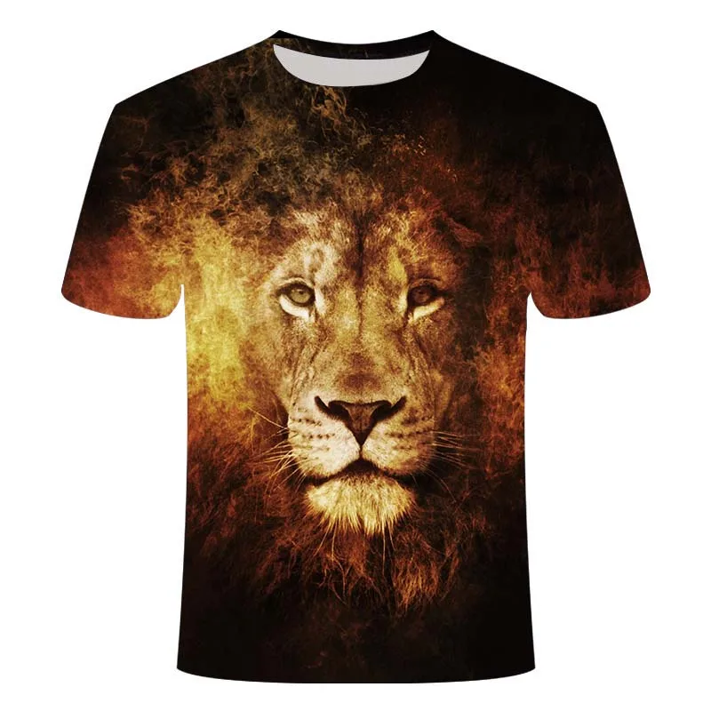 Nauji trumparankoviai vyrų vasaros 3d juokinga modelis labdaros juokinga liūto, tigro galva asmenybės t-shirt plius dydis drabužiai