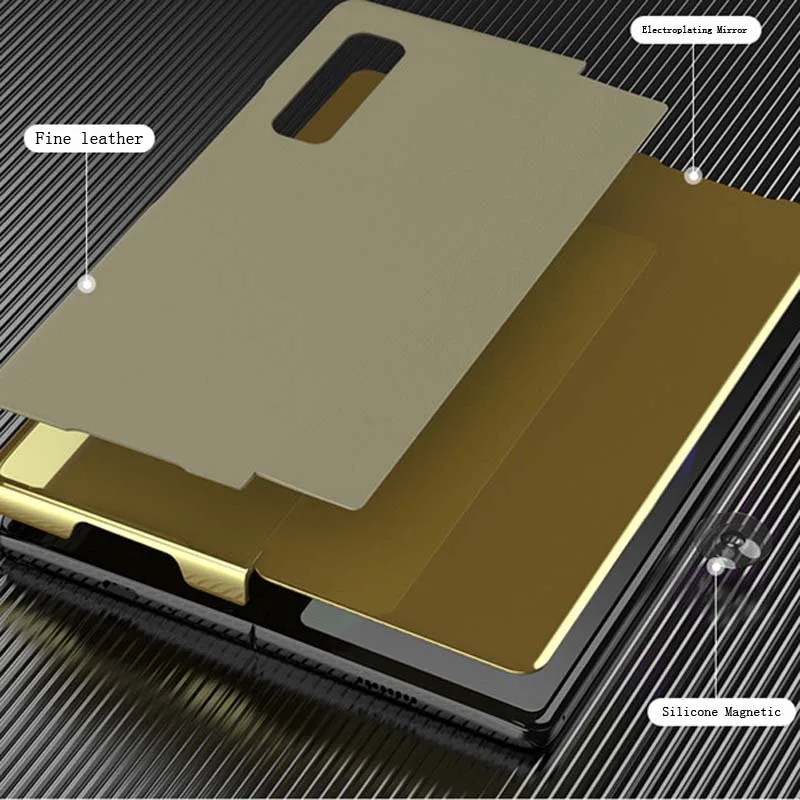 Funda Flip Case For Samsung Galaxy Z Sulenkite 1 5G W20 Apkalos Veidrodis Coque PU Odos Apvalkalas Telefono Case Cover 