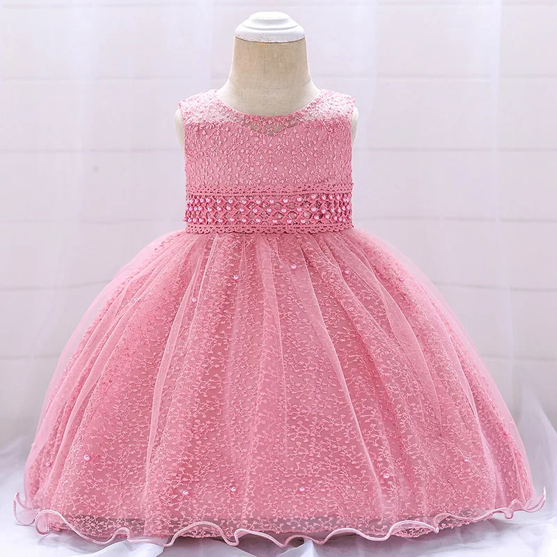 Naujas baby girl gėlių suknelė 1 metų mergytę kostiumas gimtadienis vaikams zawalcowany tinklelio nėriniai princesė šalies vaikų tutu drabužiai