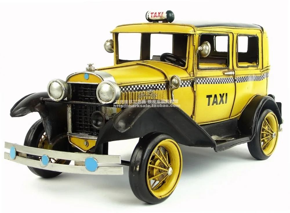 Senovinių klasikinių taksi automobilio modelis, retro vintage kaustytomis metalo amatų namų/pub/kavinė apdaila arba gimtadienio dovana