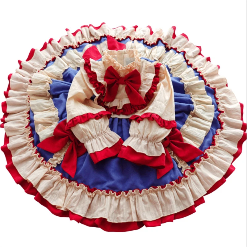 Yoliyolei Lolita Girl Dress Retro Su Laivapriekio Susiėmę ilgomis Rankovėmis Atsitiktinis Suknelės Vaikams Gimtadienio Rudens Žiemos Drabužių