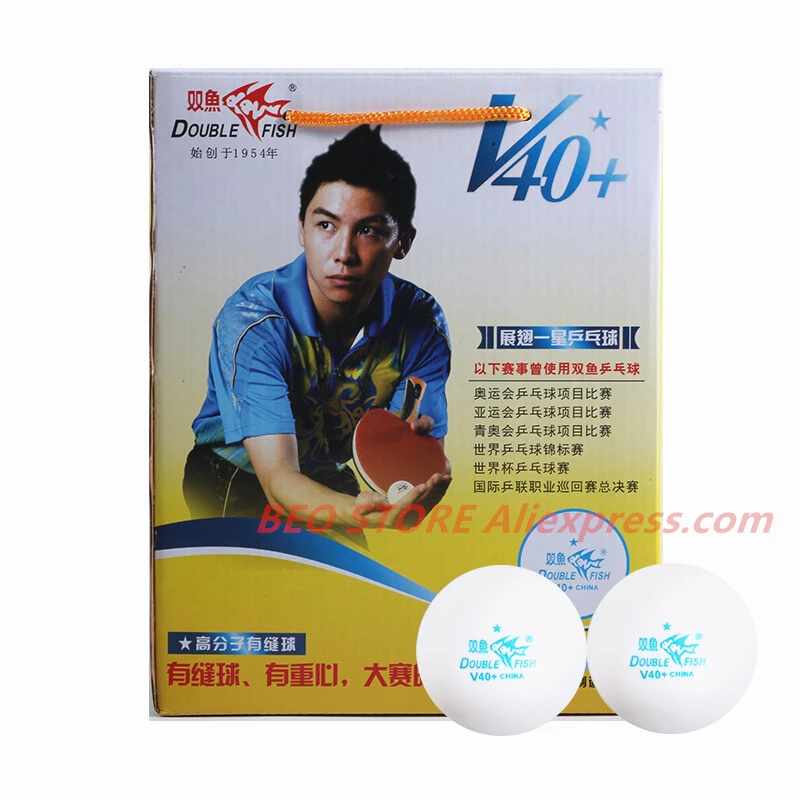 100 kamuolius, du kartus Žuvų V40+ 1-Žvaigždučių ABS Nauji Plastikiniai seamed mokymo Doublefish Stalo Teniso kamuoliukai ping pong kamuolys