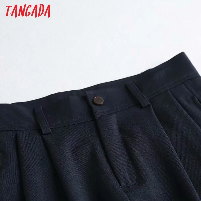Tangada Pavasario Mados Moterų Atsitiktinis Žalos Kostiumas Kelnės Kelnės Su Kišenėmis Mygtukai Office Lady Kelnės Pantalon 4C13