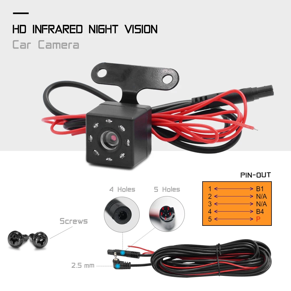 4pin 5 pin 6M HD Automobilio Galinio vaizdo Kamera Universalios Atsarginės automobilių Stovėjimo aikštelė Kamera 8 LED Naktinio Matymo Vandeniui 120