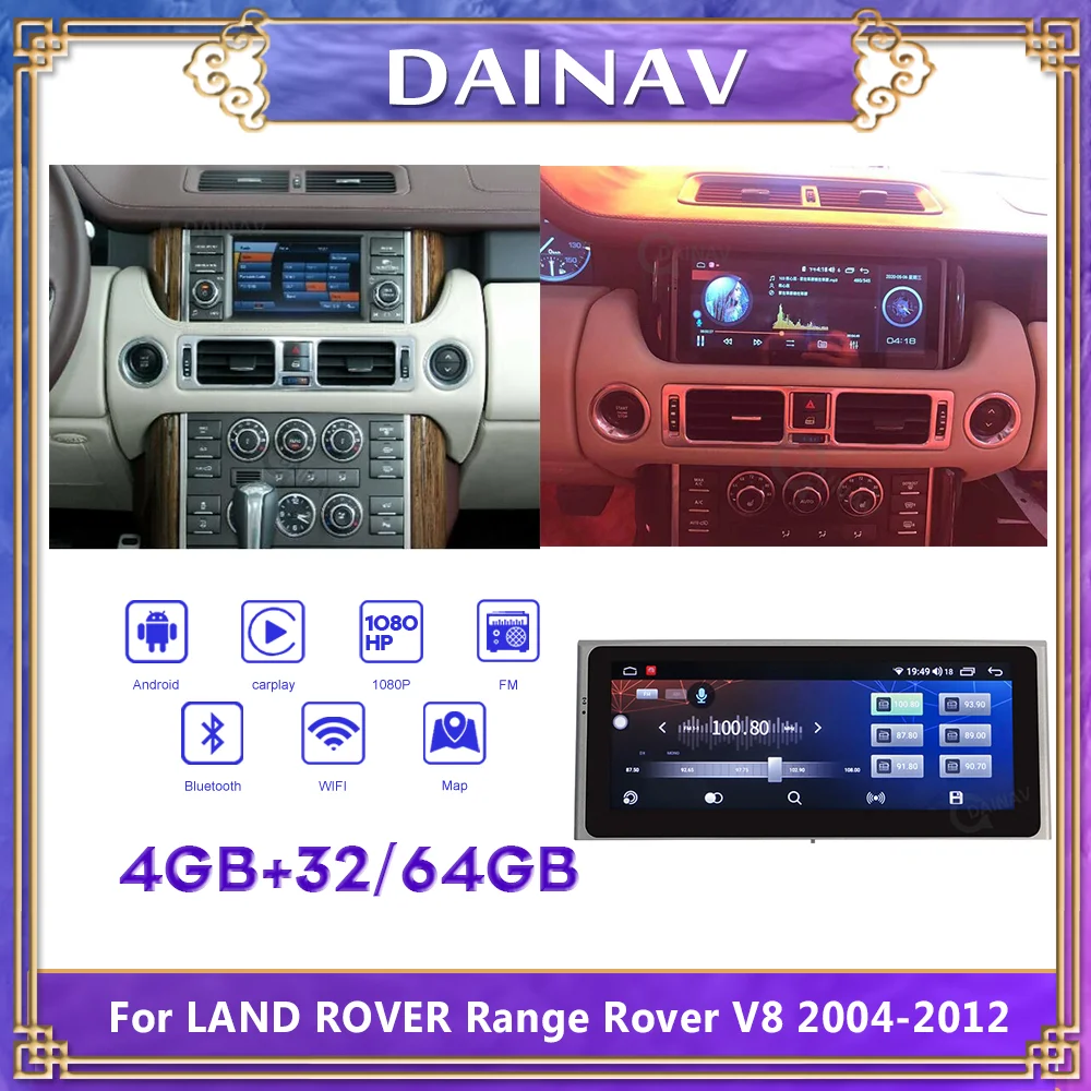 Automobilis Stereo-Autoradio Žaidėjas HD Ekranas Tesla Stiliaus Head Unit For LAND ROVER Range Rover V8 2004-2012 Automobilių GPS Navigacijos