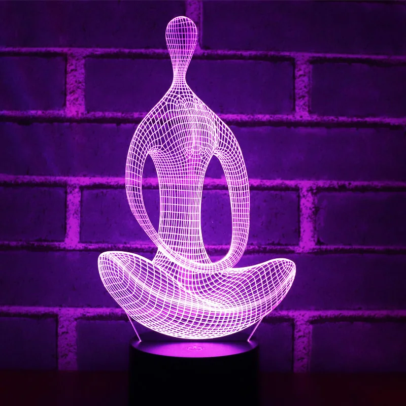 3D LED Nakties Šviesos Meditacija Joga su 7 Spalvų Šviesos Namų Puošybai Lempos Nuostabi Vizualizacijos Optinė Iliuzija Nuostabus