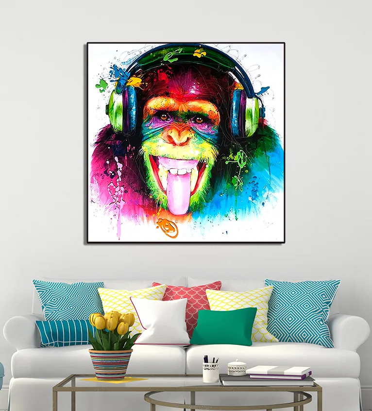 Šiaurės kūrybiškumą klausytis muzikos Orangutan Drobės gyvenamojo Kambario, Miegamojo, viešbučių dekoravimas, tapyba