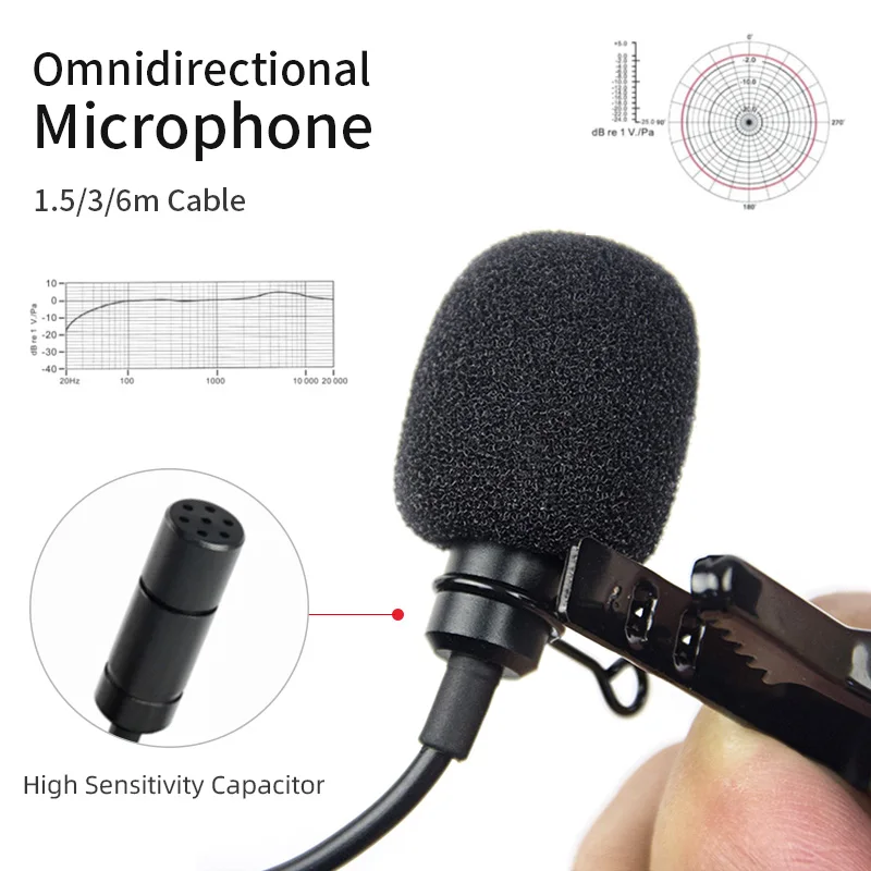 Mikrofonas YICHUANG Clip-on Lavalier Mini Garso Žaibo Apykaklės Kondensatoriaus Atvartas Mic įrašymo Canon / iPhone VEIDRODINIAI Fotoaparatai