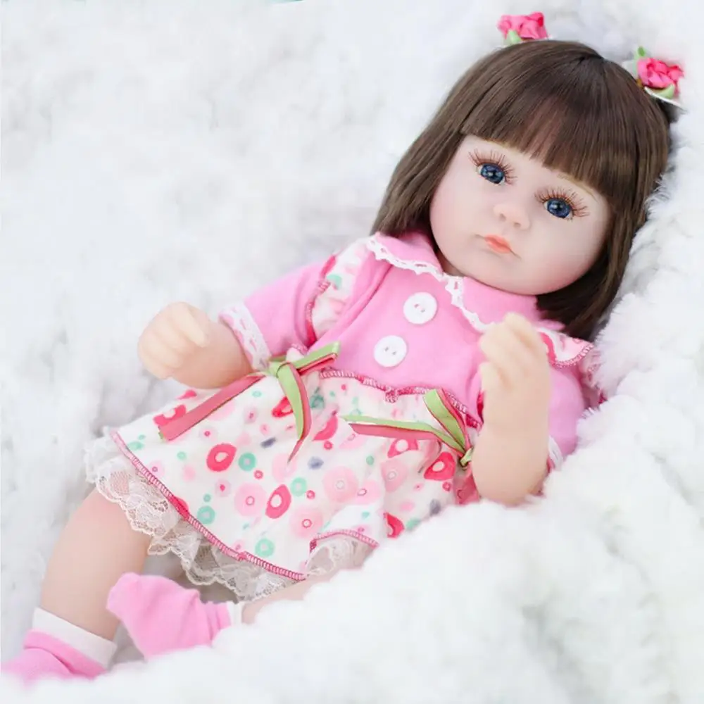 42cm Tiesūs Plaukai Reborn Baby Doll Žavinga Minkštas Vinly Silikono Tikroviška Lėlė Modeliavimas Bebe Lėlės, Žaislai Mergaitėms