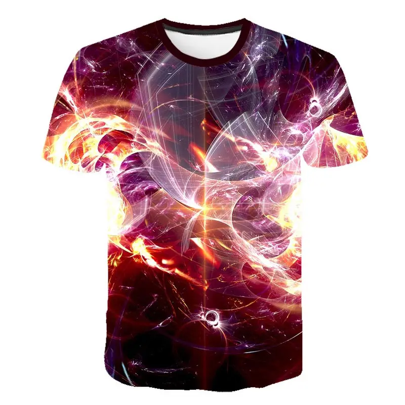 2021 m. vasarą naujų lengvas, kvėpuojantis trumpas rankovės 3D atspausdintas lavos trumpomis rankovėmis T-shirt mados atsitiktinis vyriški T-shirt