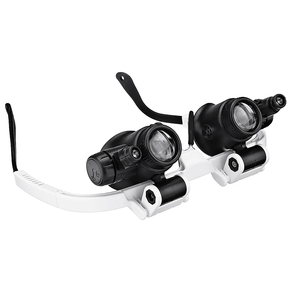 8X 15X LED ABS Galvos montuojamas Didinamojo stiklo Akiniai Loupe Objektyvas Juvelyras Žiūrėti Remonto Matavimo Balta