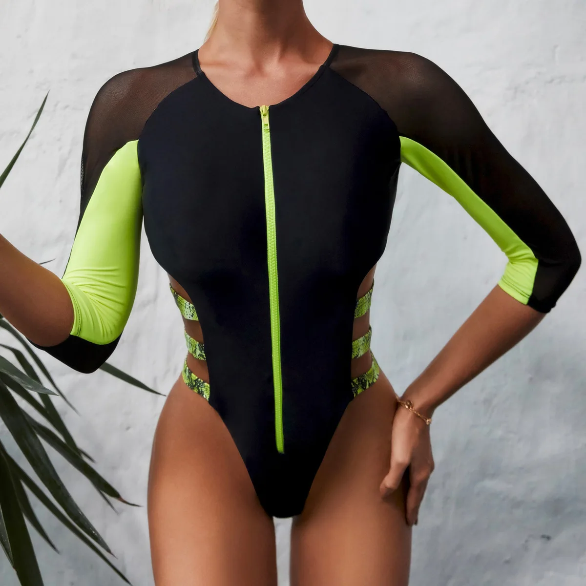 Naujas vientisas Plaukimo Kostiumas Skydelis Bikini Užtrauktukas maudymosi kostiumėlį Moterų Integruotos tinklo Akies Bikini Europos ir Amerikos Karšto Pardavimo Modeliai