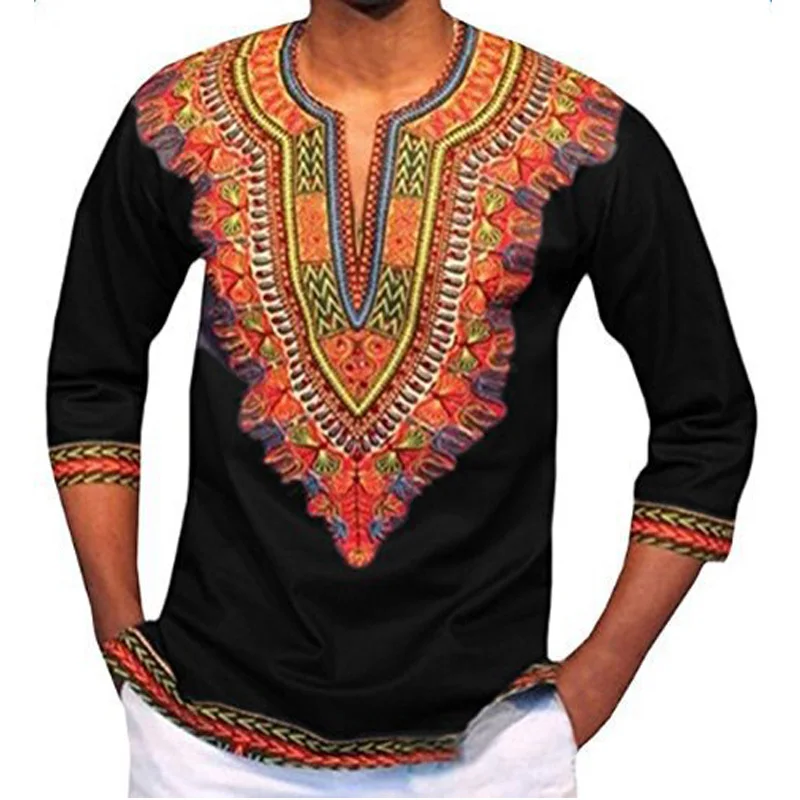 2018 Naujas Mados Afrikos Dashiki Spausdinti V-Kaklo Marškinėliai Vyrams trumpomis Rankovėmis Atsitiktinis Marškinėliai Homme Hip-Hop Streetwear T-shirt Vyrai