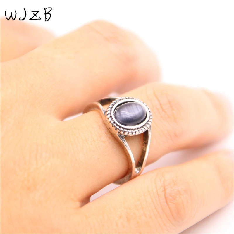 Mados mėlyna akmens žiedas Madinga Pločio žiedas Vintage stiliaus žiedas